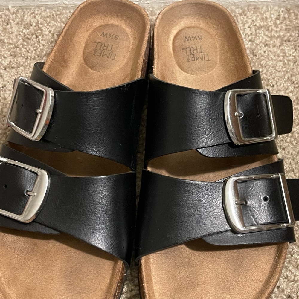 Time and Tru Black Sandals with Double Buckle - Picture 4 of 6